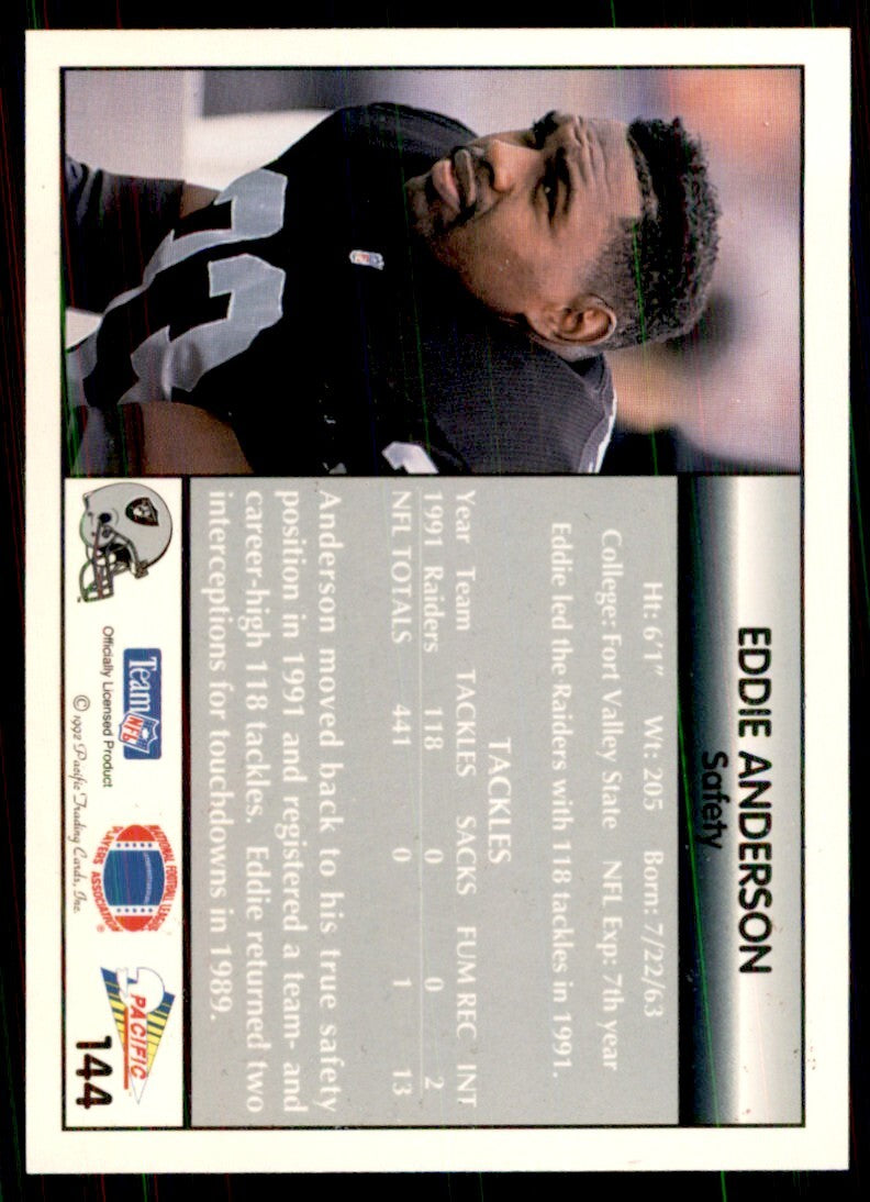 1992 Pacific Eddie Anderson Football Cards #144