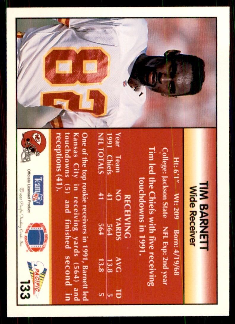 1992 Pacific Tim Barnett Football Cards #133