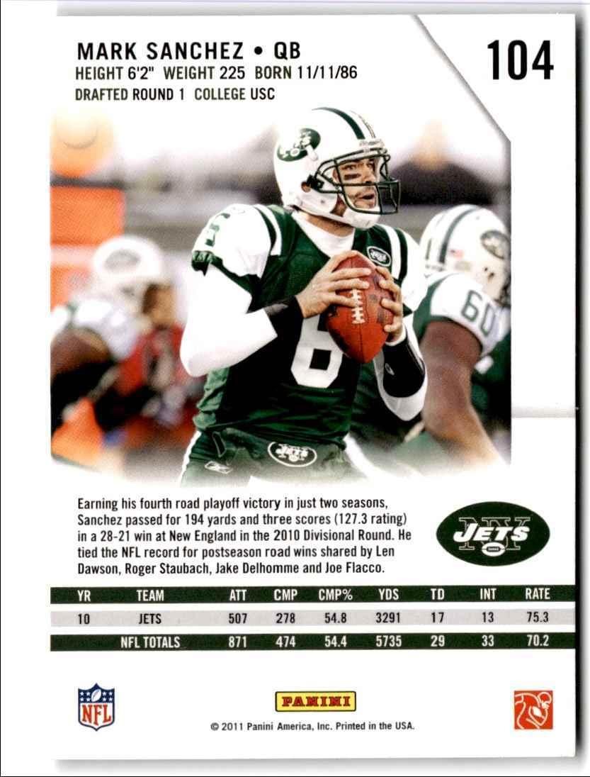 2011 Panini Rookies & Stars Mark Sanchez New York Jets #104