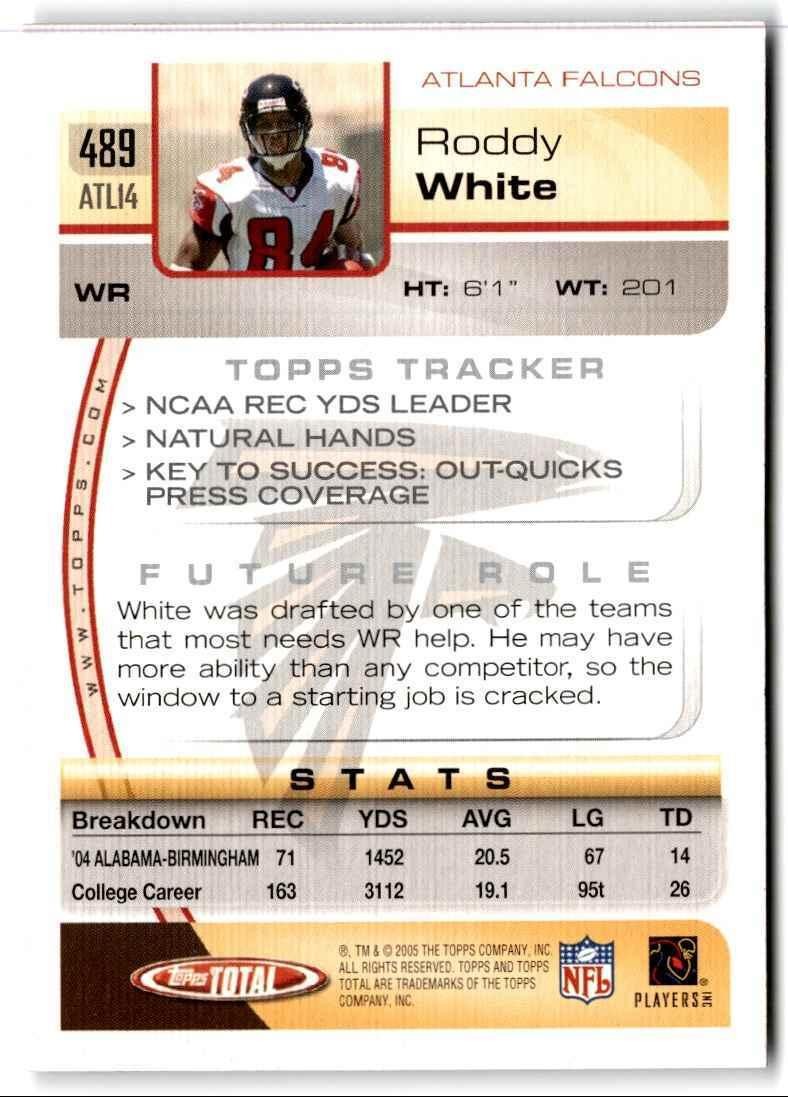 2005 Topps Total Roddy White Atlanta Falcons #489
