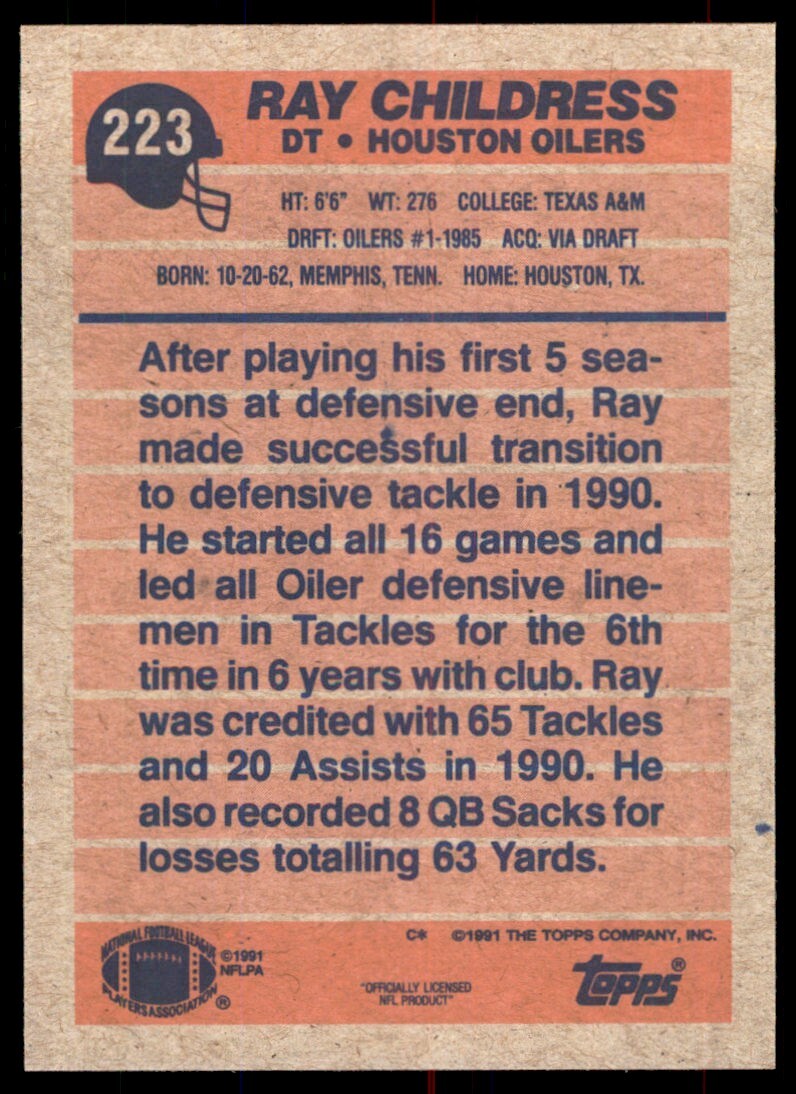 1991 Topps Ray Childress Houston Oilers #223