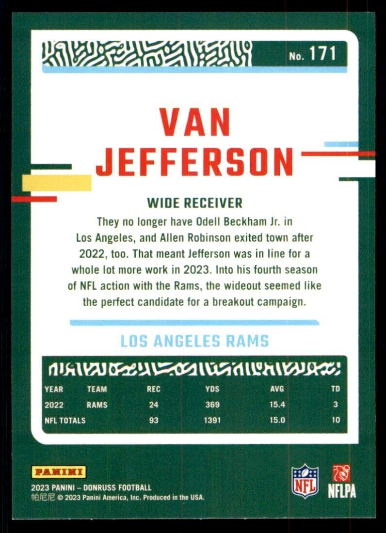 2023 Donruss Van Jefferson Los Angeles Rams #171