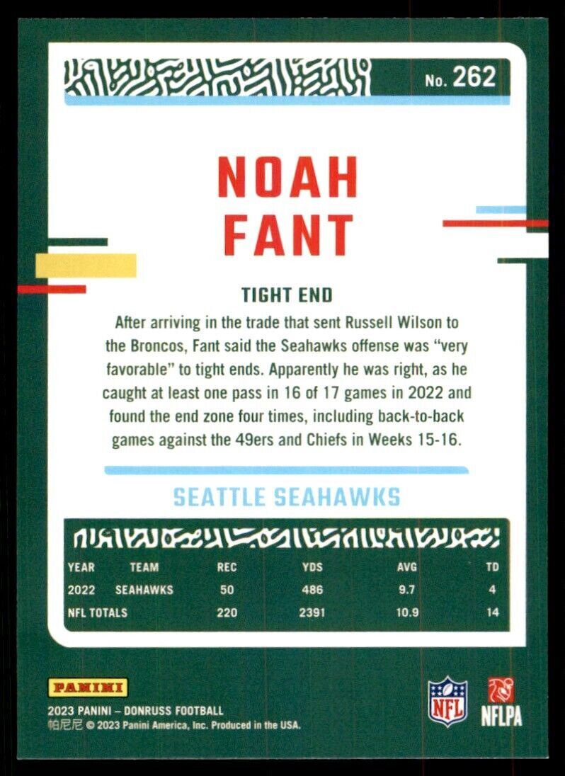 2023 Donruss Noah Fant Seattle Seahawks #262
