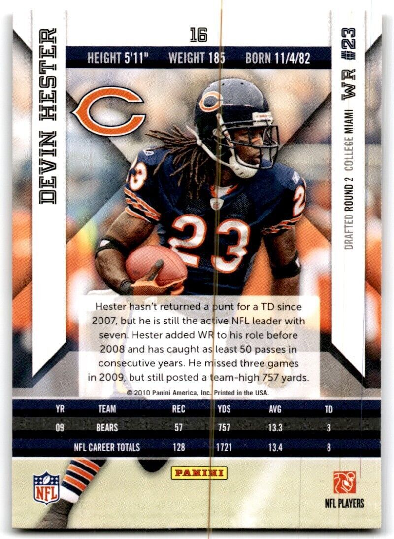 2010 Panini Epix Devin Hester Chicago Bears #16