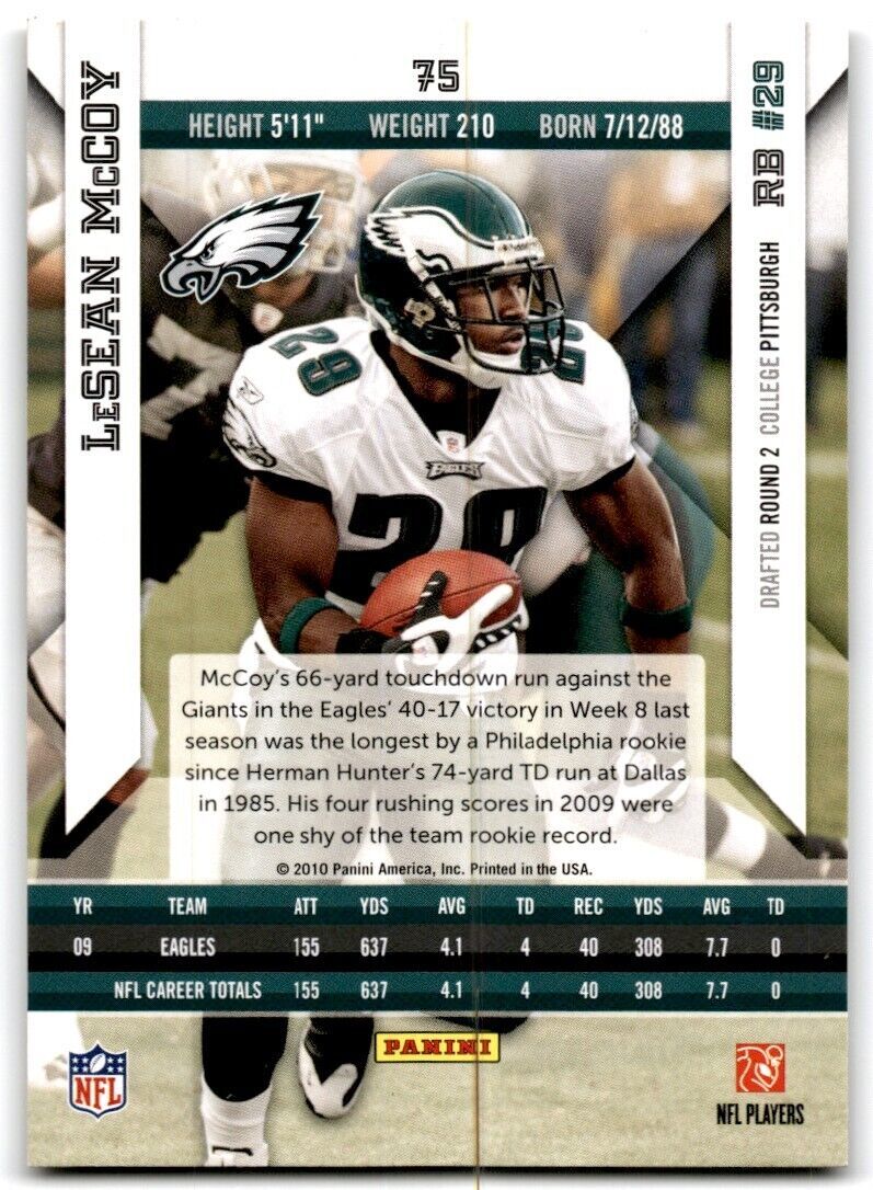 2010 Panini Epix LeSean McCoy Philadelphia Eagles #75