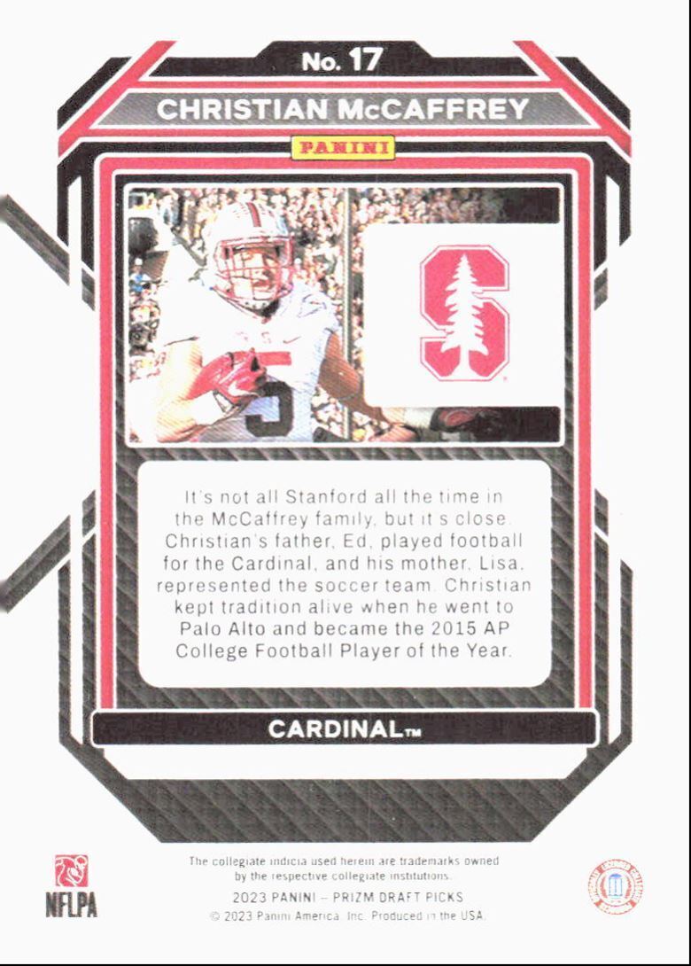2023 Panini Prizm Draft Picks Christian McCaffrey Stanford Cardinal #17