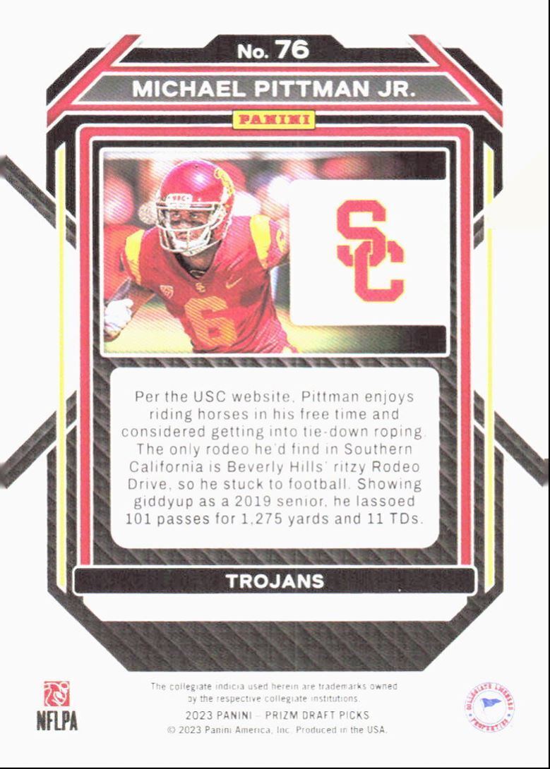2023 Panini Prizm Draft Picks Michael Pittman Jr. USC Trojans #76