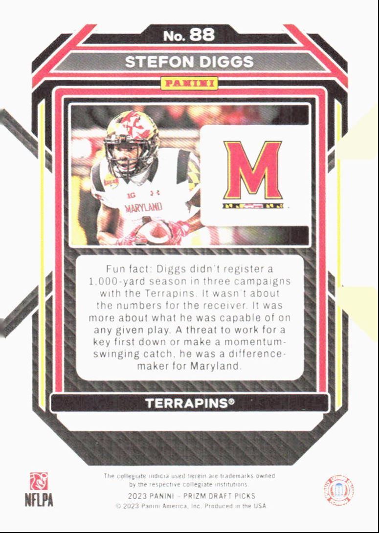 2023 Panini Prizm Draft Picks Stefon Diggs Maryland Terrapins #88