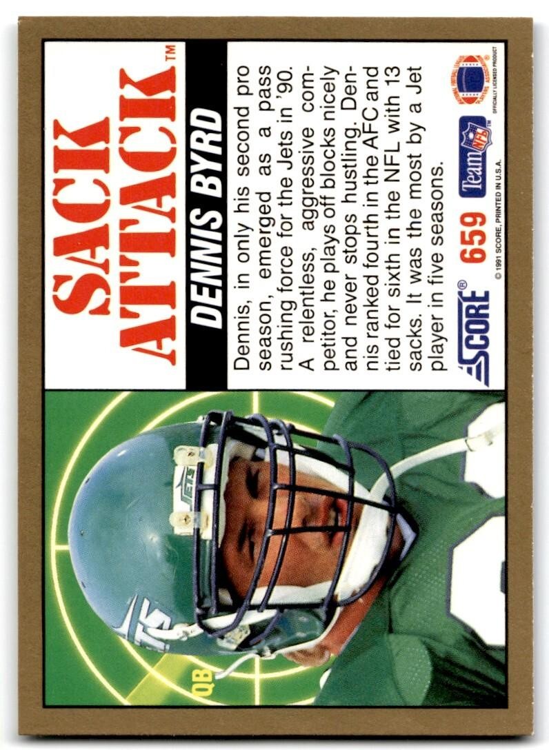 1991 Score Dennis Byrd DT New York Jets #659