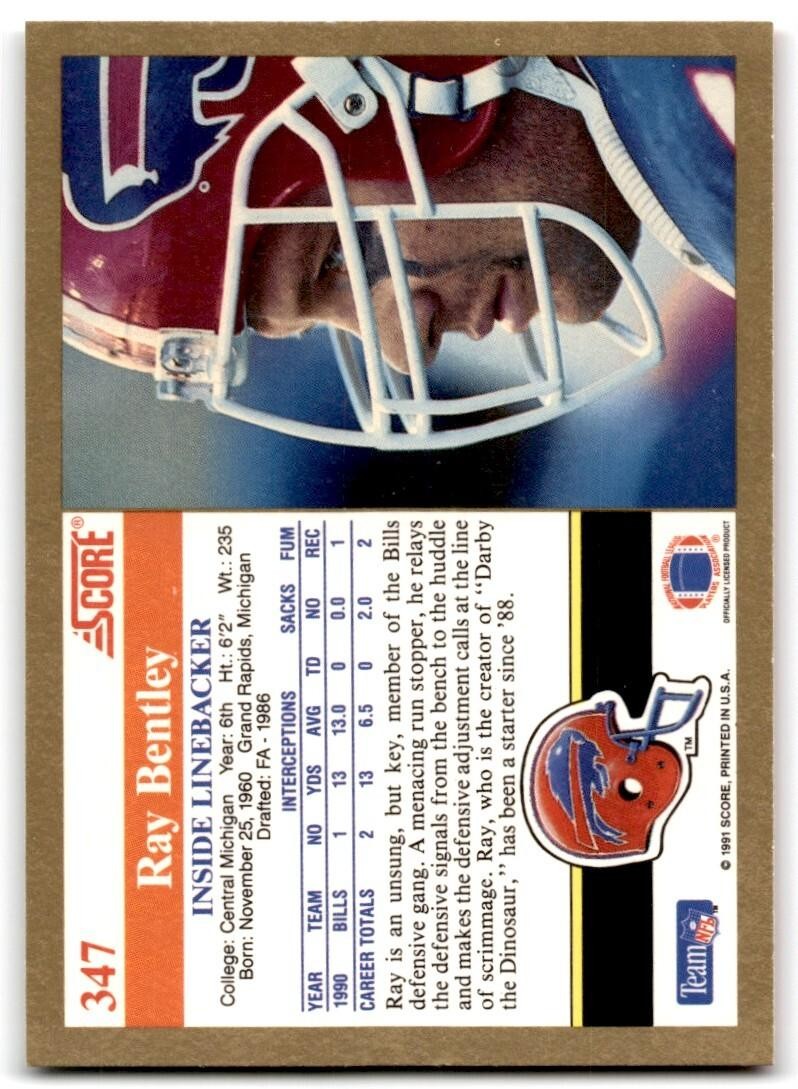 1991 Score Ray Bentley Buffalo Bills #347