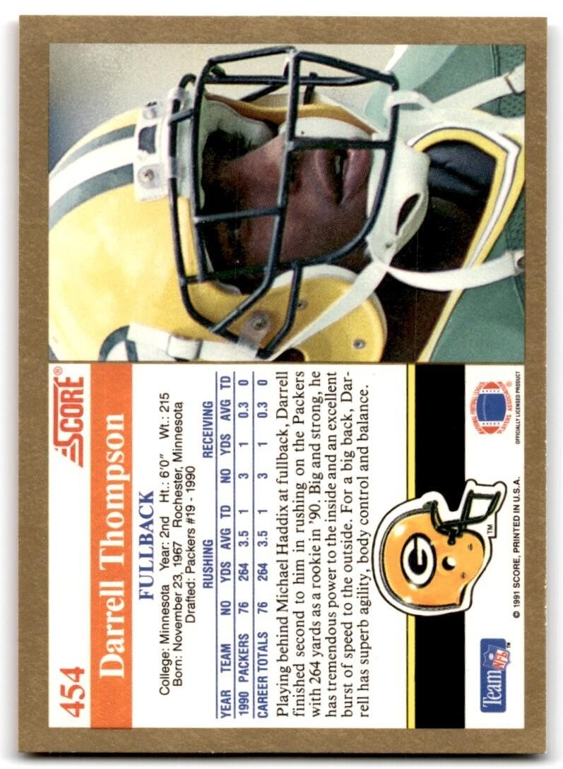 1991 Score Darrell Thompson Green Bay Packers #454