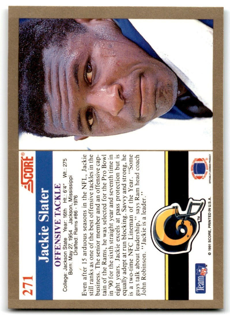 1991 Score Jackie Slater Los Angeles Rams #271