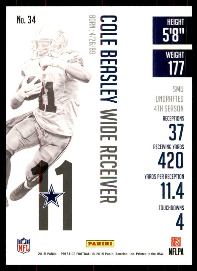 2015 Panini Prestige Cole Beasley Dallas Cowboys #34