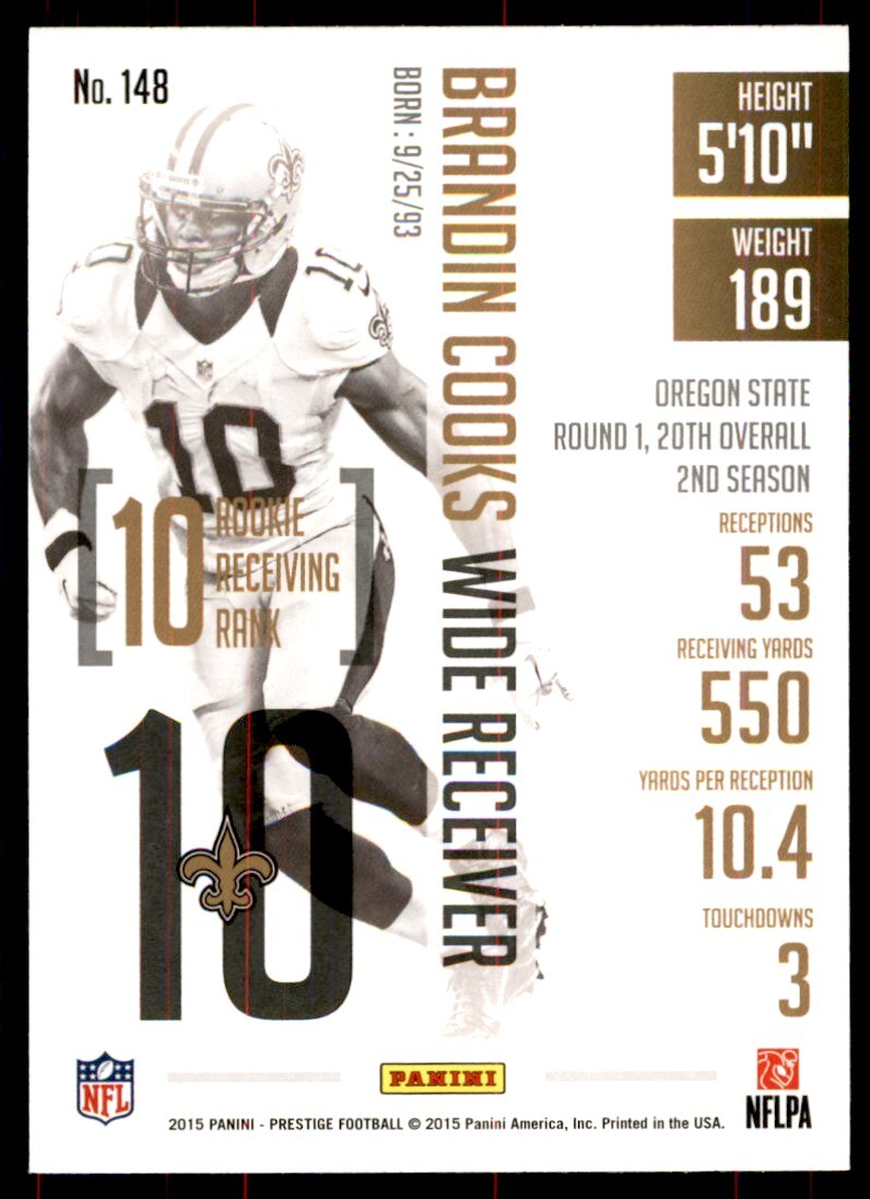 2015 Panini Prestige Brandin Cooks New Orleans Saints #148