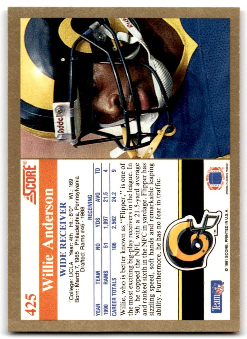 1991 Score Willie Anderson Los Angeles Rams #425