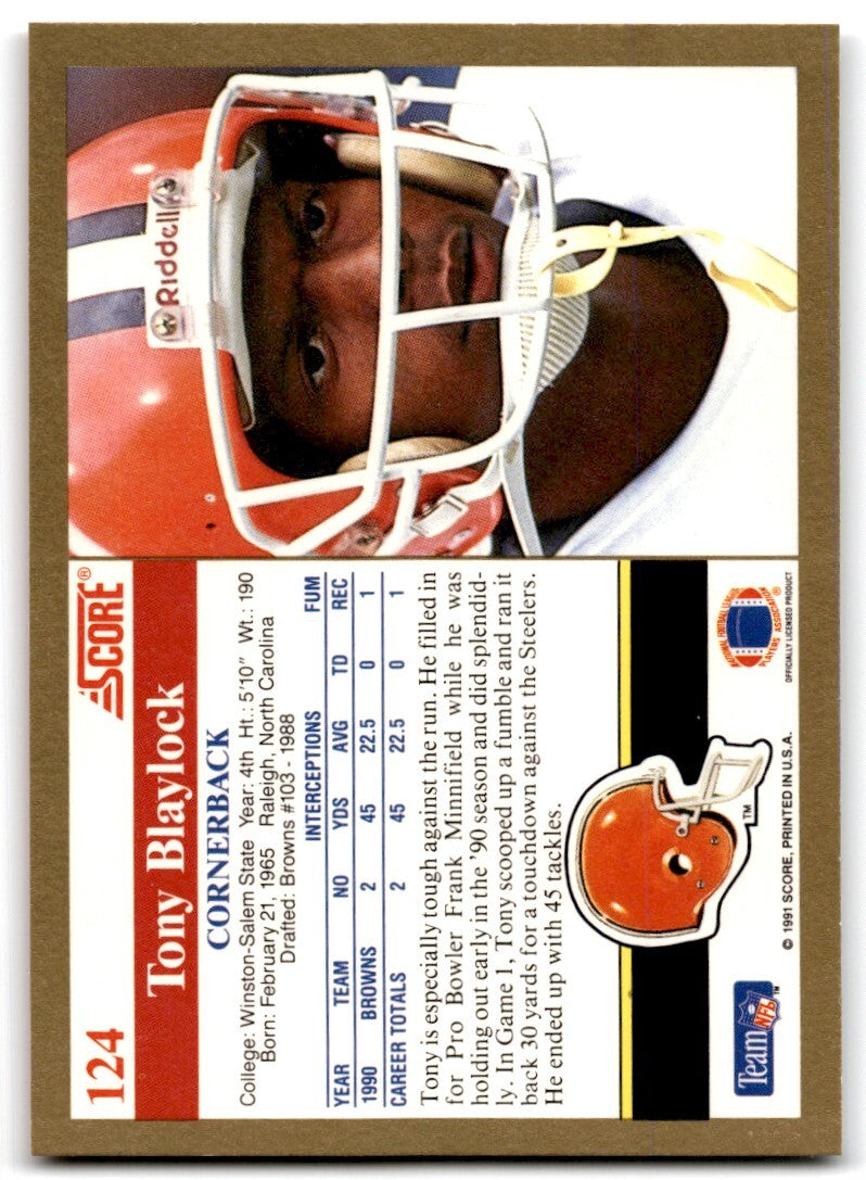 1991 Score Tony Blaylock Cleveland Browns #124