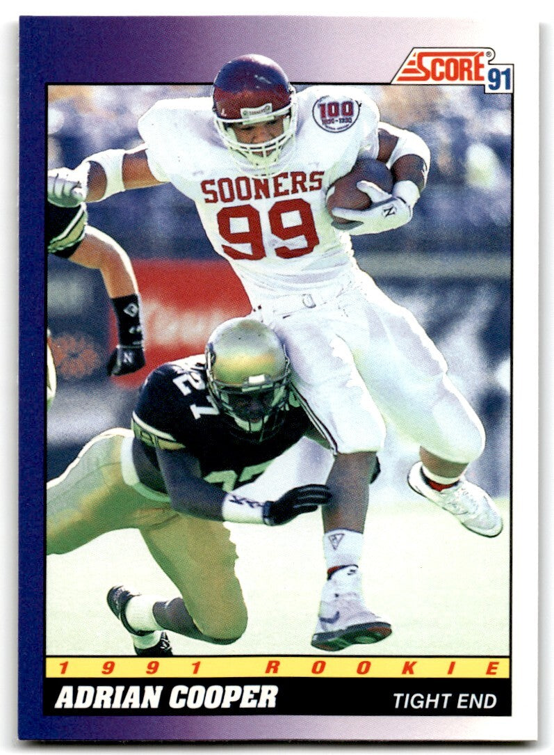 1991 Score Adrian Cooper Rookie Pittsburgh Steelers #587