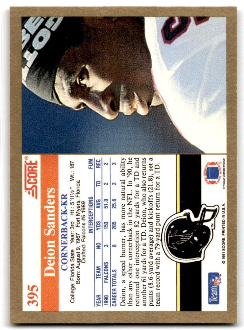 1991 Score Deion Sanders Atlanta Falcons #395