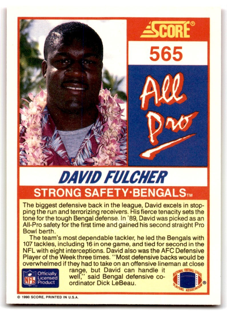 1990 Score David Fulcher Cincinnati Bengals #565