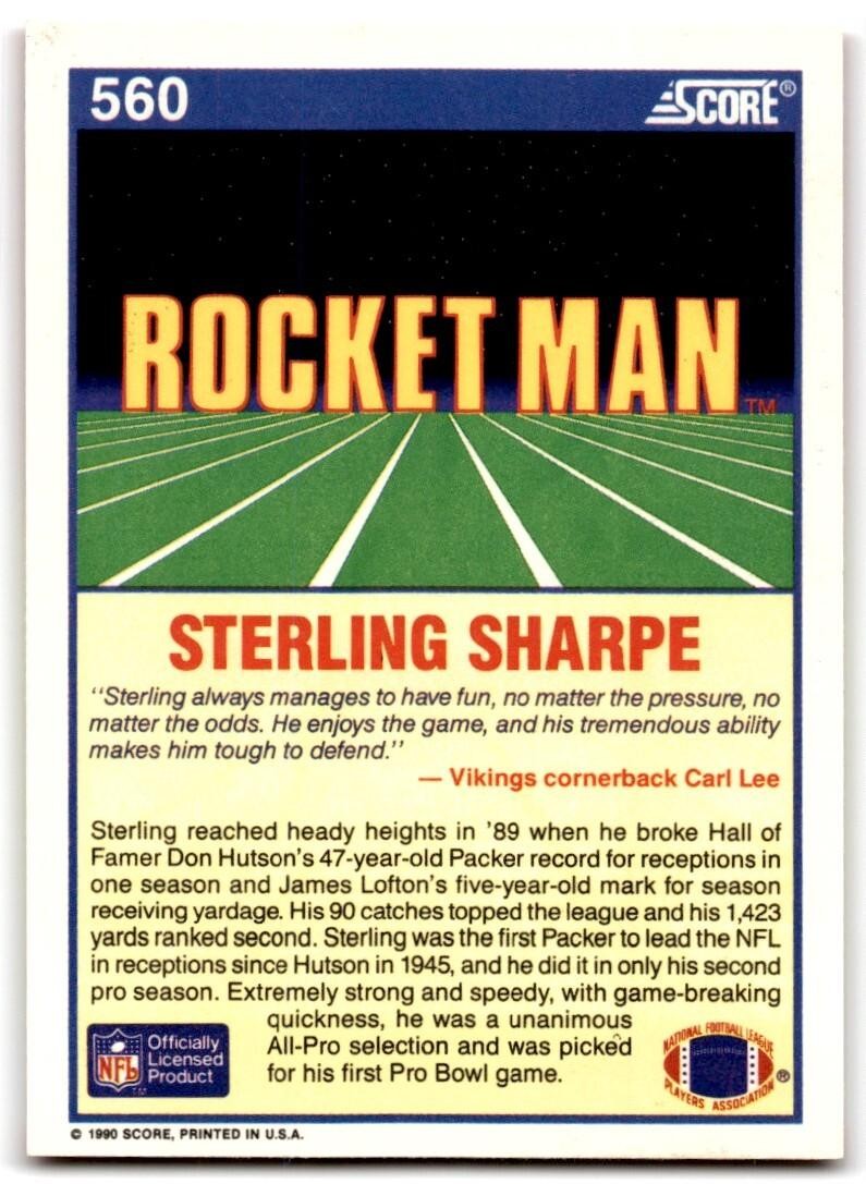 1990 Score Sterling Sharpe Green Bay Packers #560