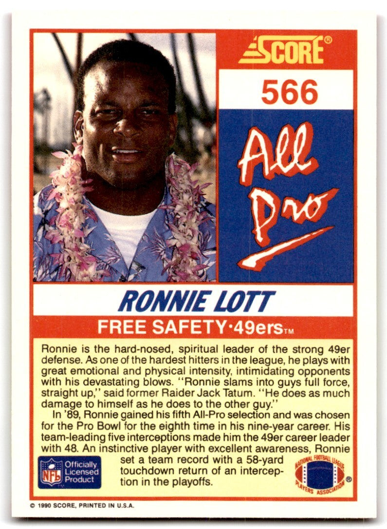 1990 Score Ronnie Lott San Francisco 49ers #566