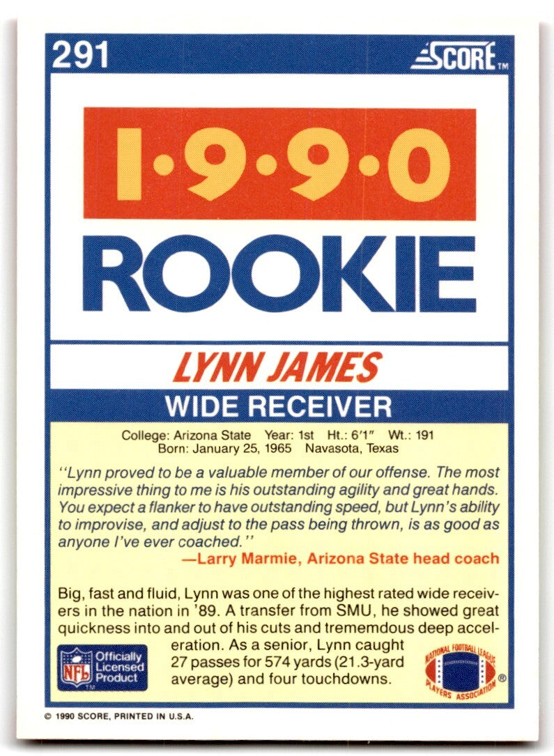 1990 Score Lynn James Rookie Arizona State Sun Devils #291