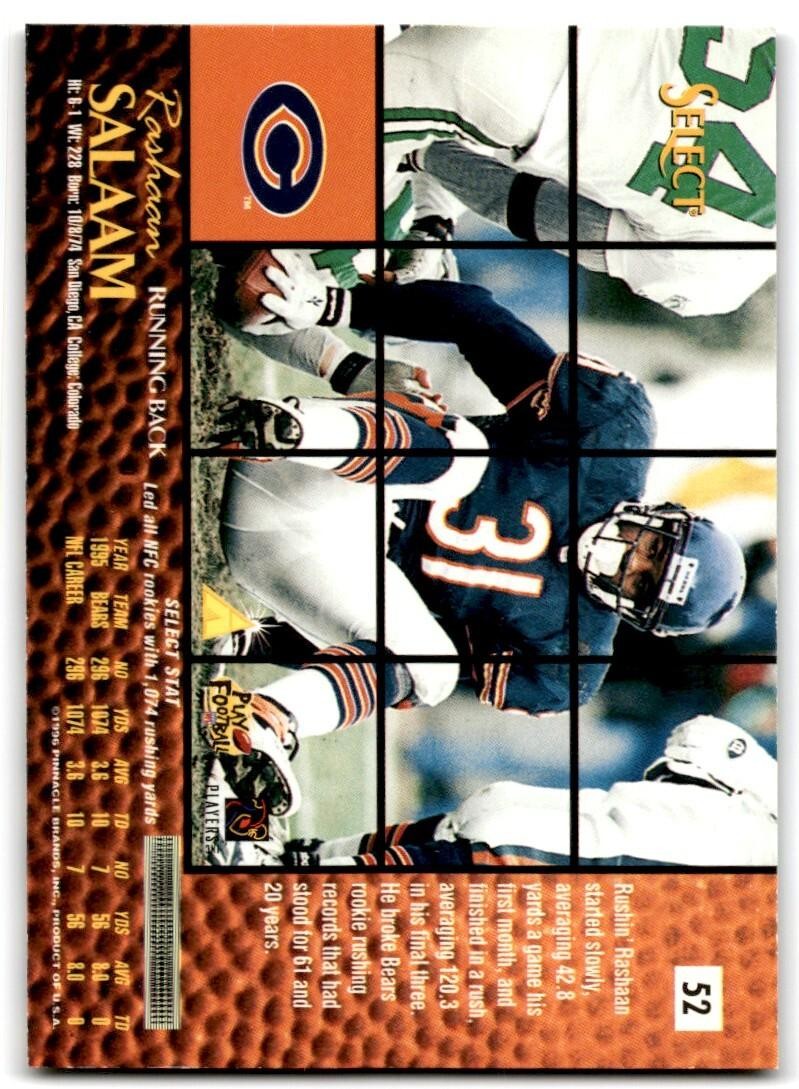 1996 Select Rashaan Salaam Chicago Bears #52