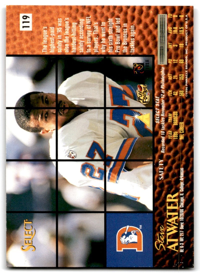 1996 Select Steve Atwater Denver Broncos #119