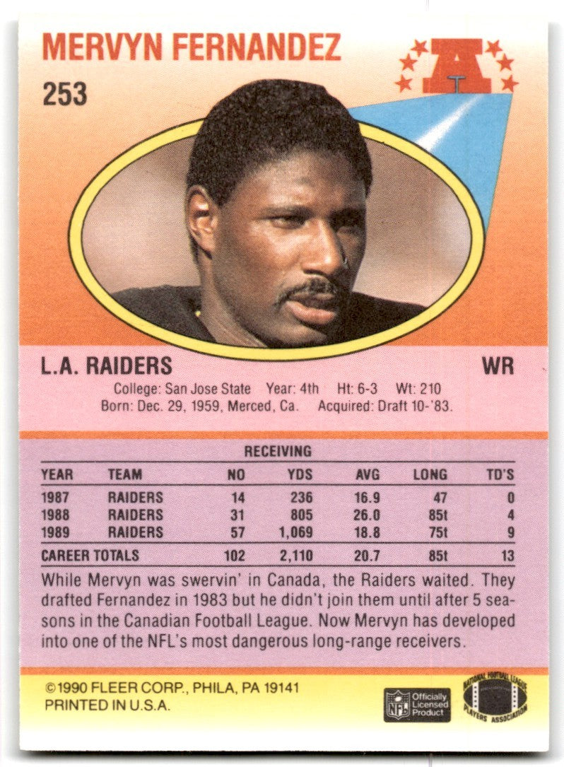 1990 Fleer Mervyn Fernandez Oakland Raiders #253