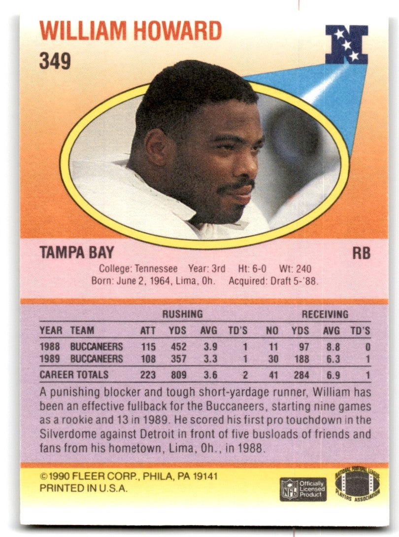 1990 Fleer William Howard Tampa Bay Buccaneers #349