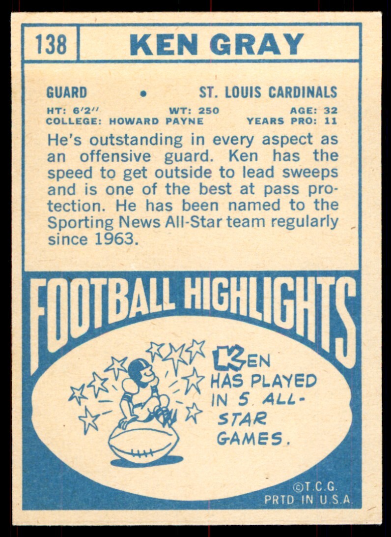 1968 Topps Ken Gray / St. Louis Cardinals #138