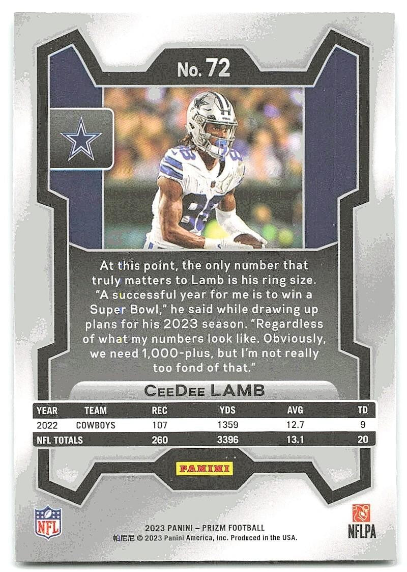 2023 Panini Prizm CeeDee Lamb Dallas Cowboys #72