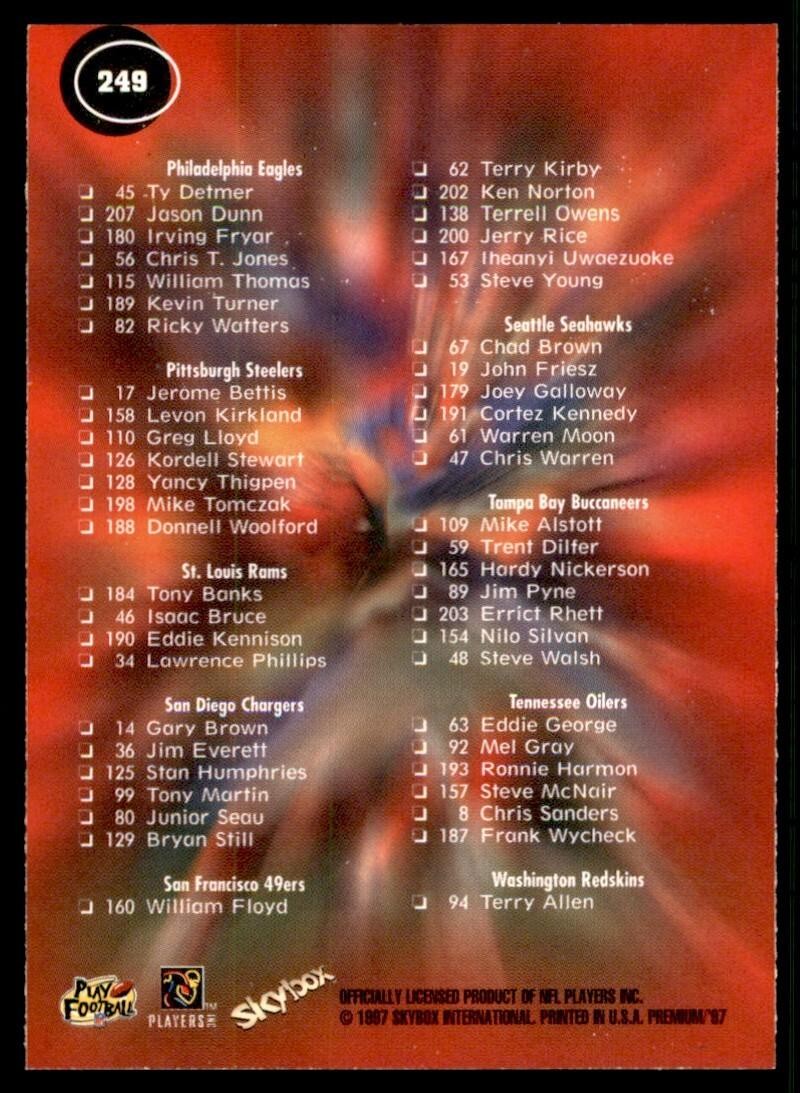 1997 SkyBox Premium Checklist Football Cards #249