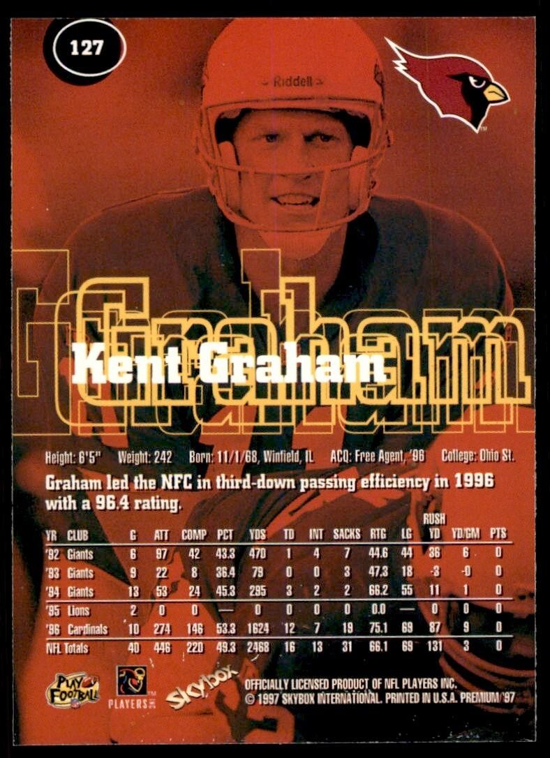 1997 SkyBox Premium Kent Graham Football Cards #127