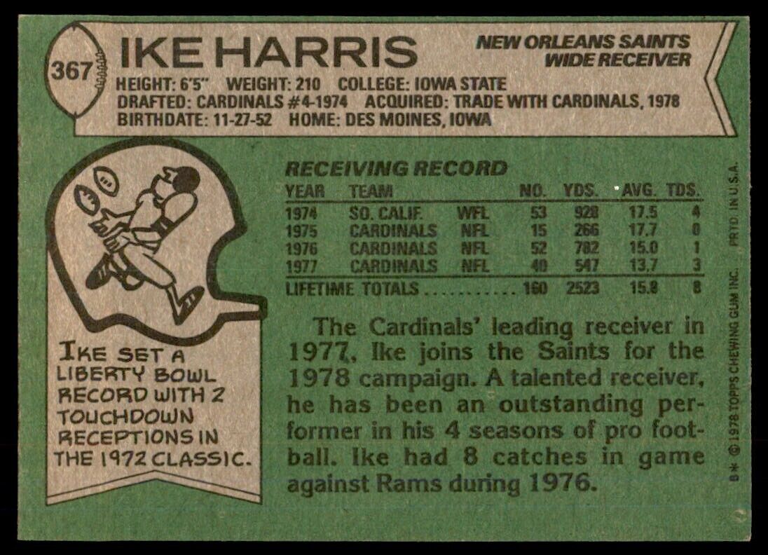 1978 Topps- Ike Harris Football Cards #367