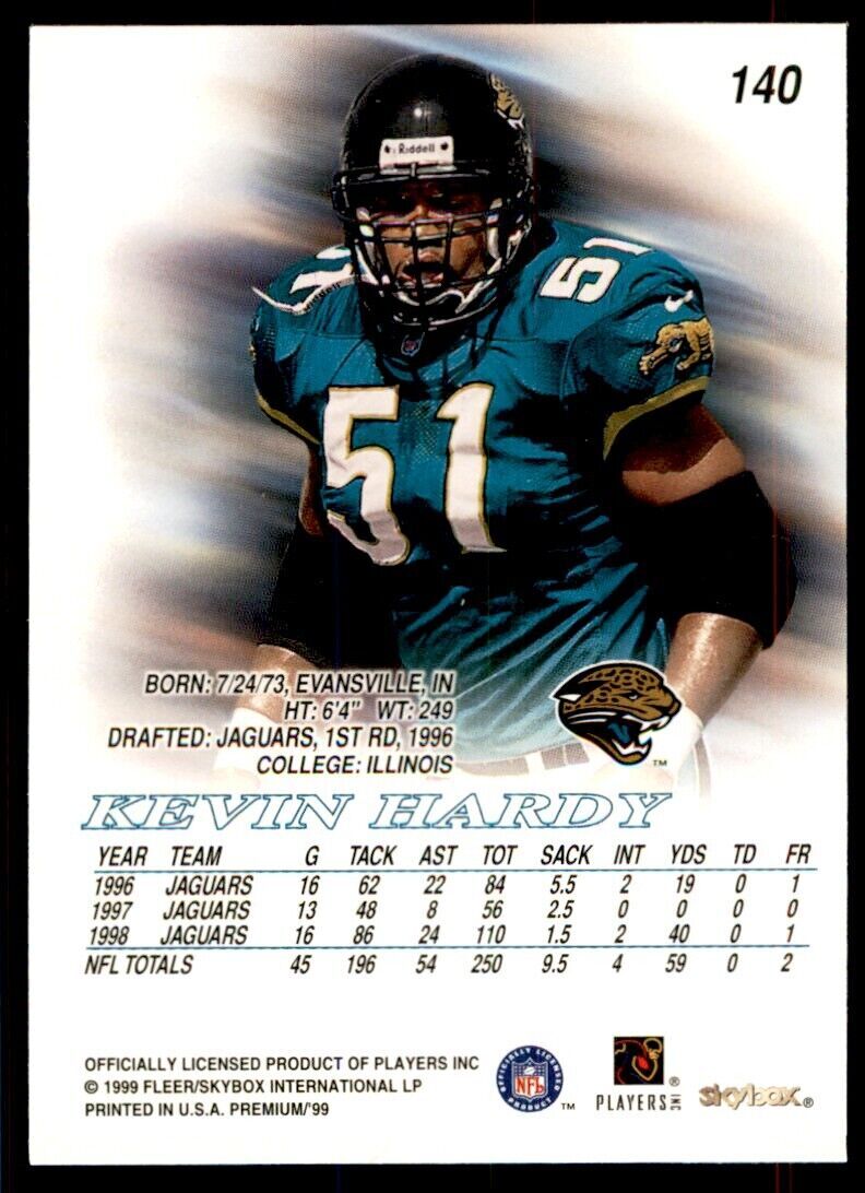 1999 SkyBox Premium Kevin Hardy Football Cards #140