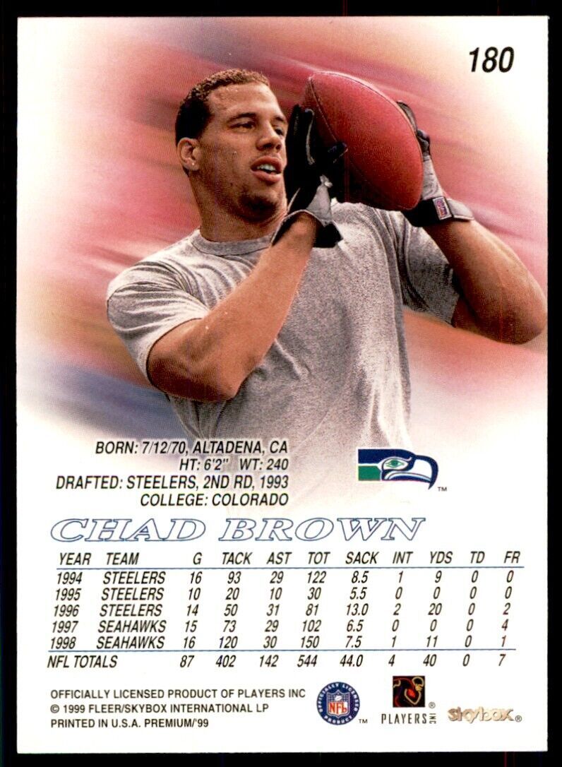 1999 SkyBox Premium Chad Brown Football Cards #180