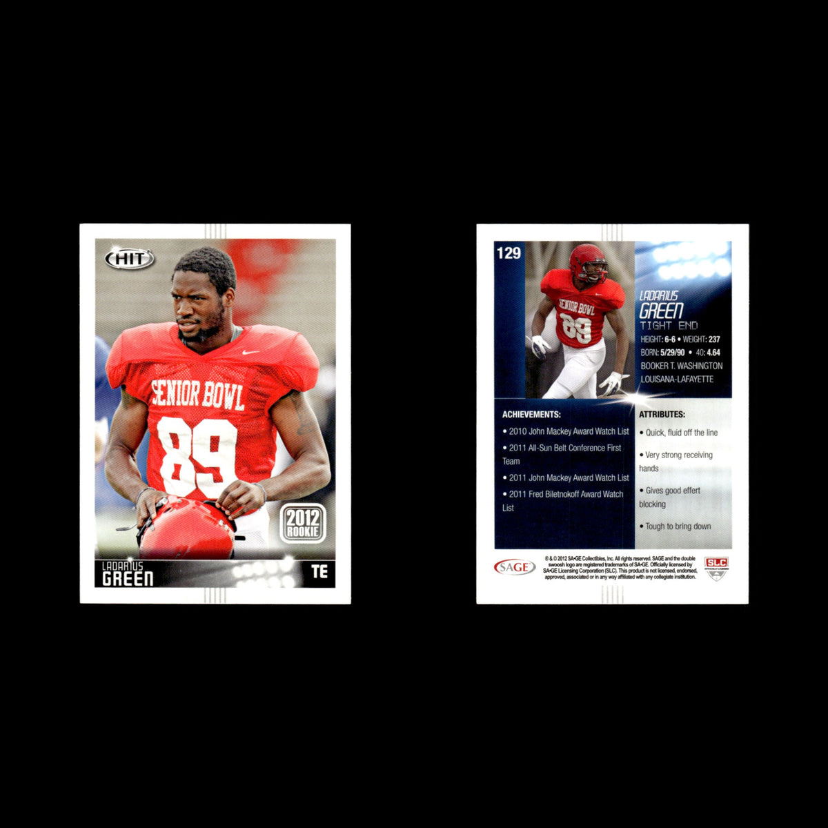 Ladarius Green #129 2012 SAGE HIT Louisiana-Lafayette Ragin Cajuns Football Card