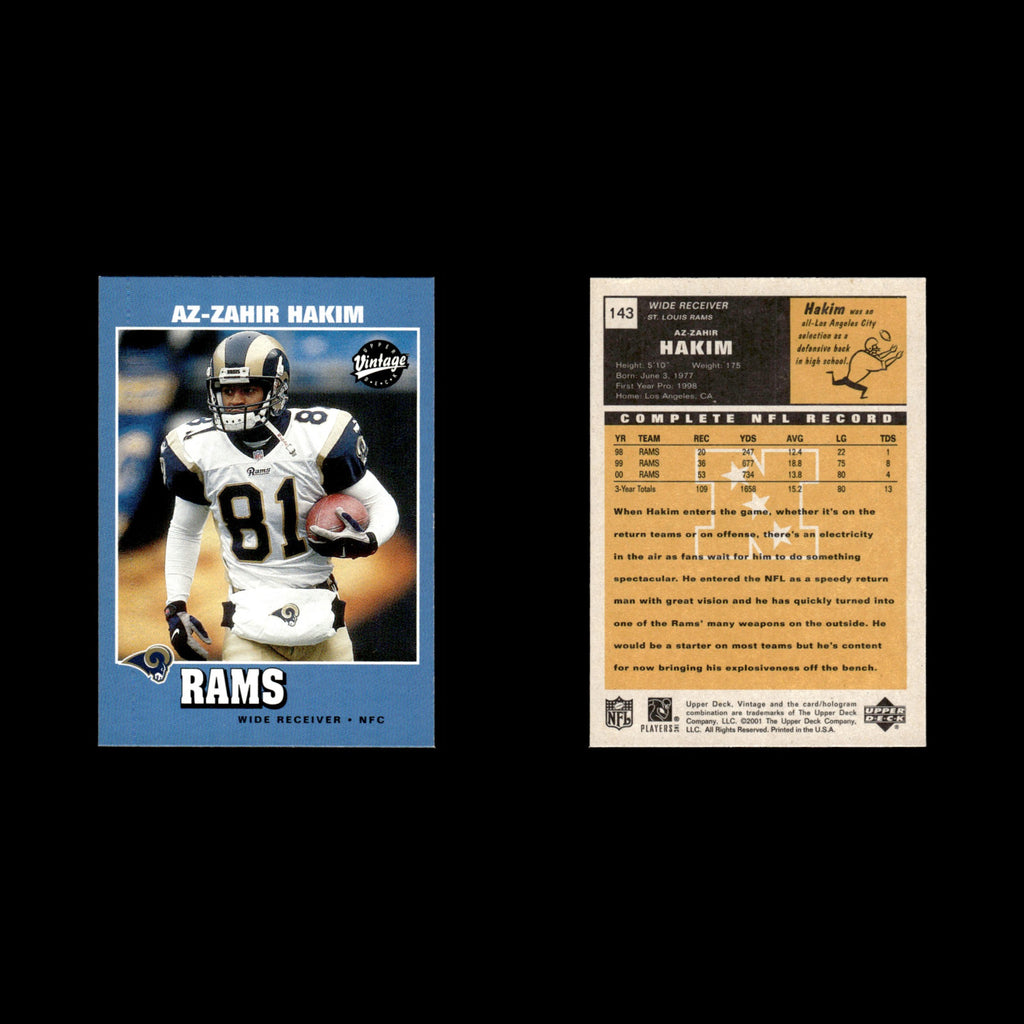 Az-Zahir Hakim #143 2001 Upper Deck Vintage St. Louis Rams Football Card NFL NM