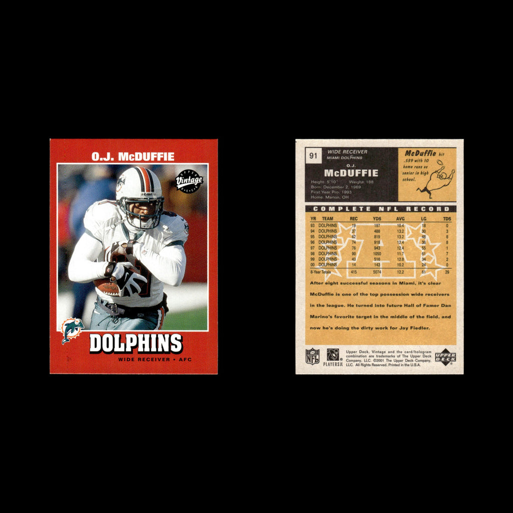 O.J. McDuffie #91 2001 Upper Deck Vintage Miami Dolphins Football Card NFL NM