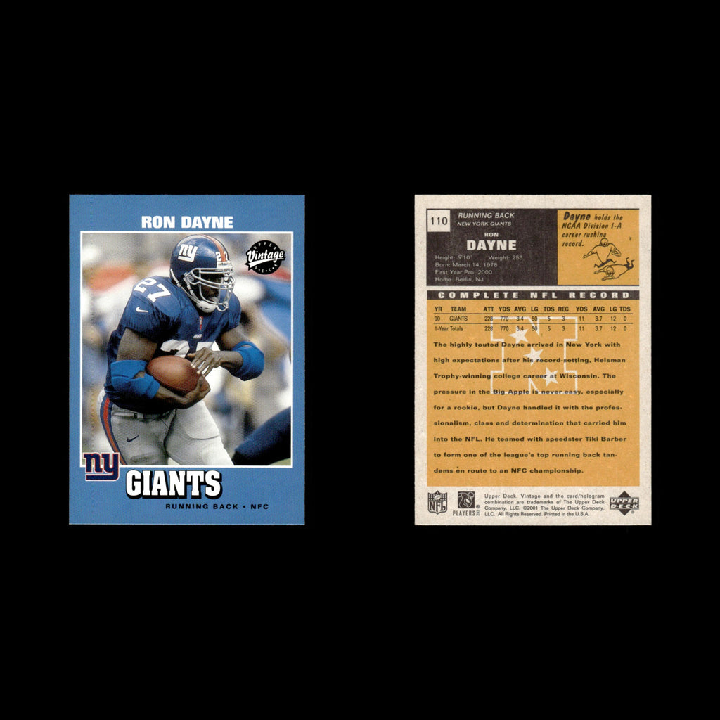 Ron Dayne #110 2001 Upper Deck Vintage New York Giants Football Card NFL NM