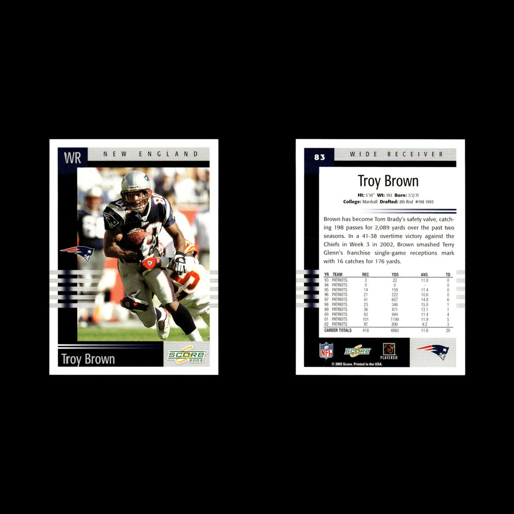 Troy Brown #83 2003 Score New England Patriots Football Card NFL NM