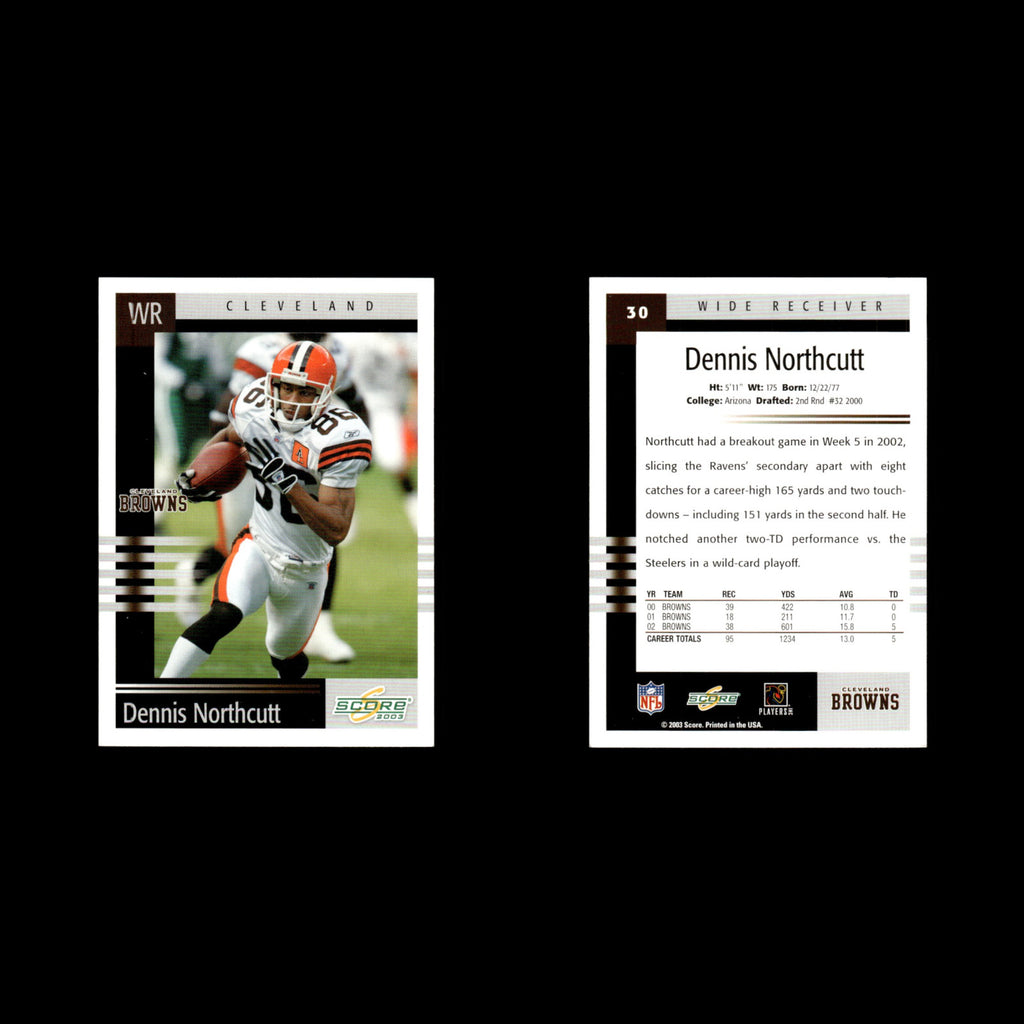 Dennis Northcutt #30 2003 Score Cleveland Browns Football Card NFL NM
