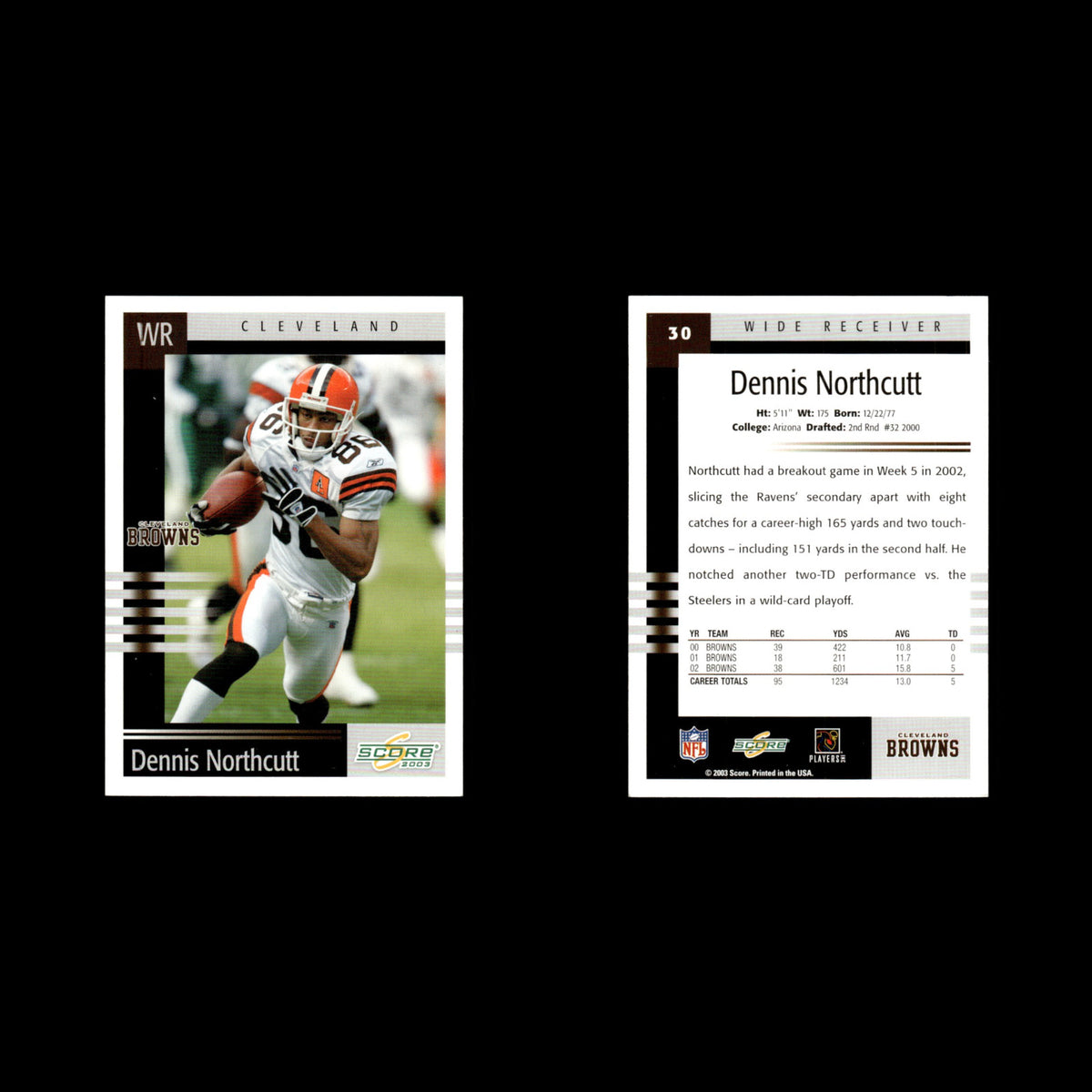 Dennis Northcutt #30 2003 Score Cleveland Browns Football Card NFL NM