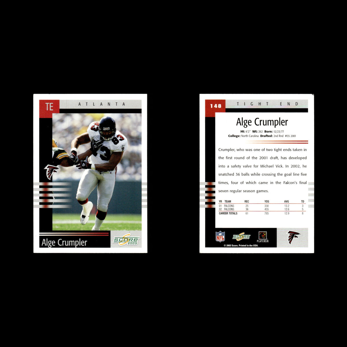 Alge Crumpler #148 2003 Score Atlanta Falcons Football Card NFL NM