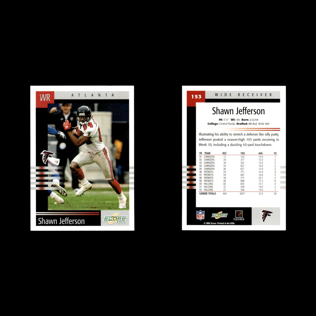Shawn Jefferson #153 2003 Score Atlanta Falcons Football Card NFL NM
