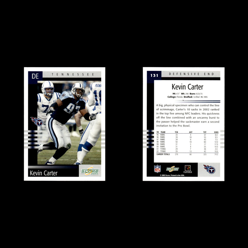 Kevin Carter #131 2003 Score Tennessee Titans Football Card NFL NM