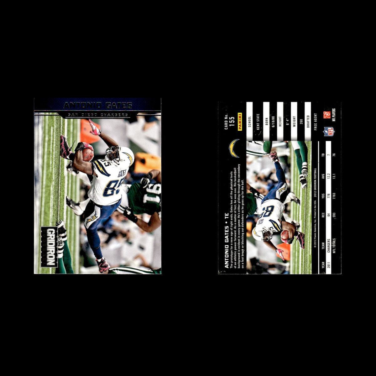 Antonio Gates #155 2012 Panini Gridiron San Diego Chargers Football Card NFL NM