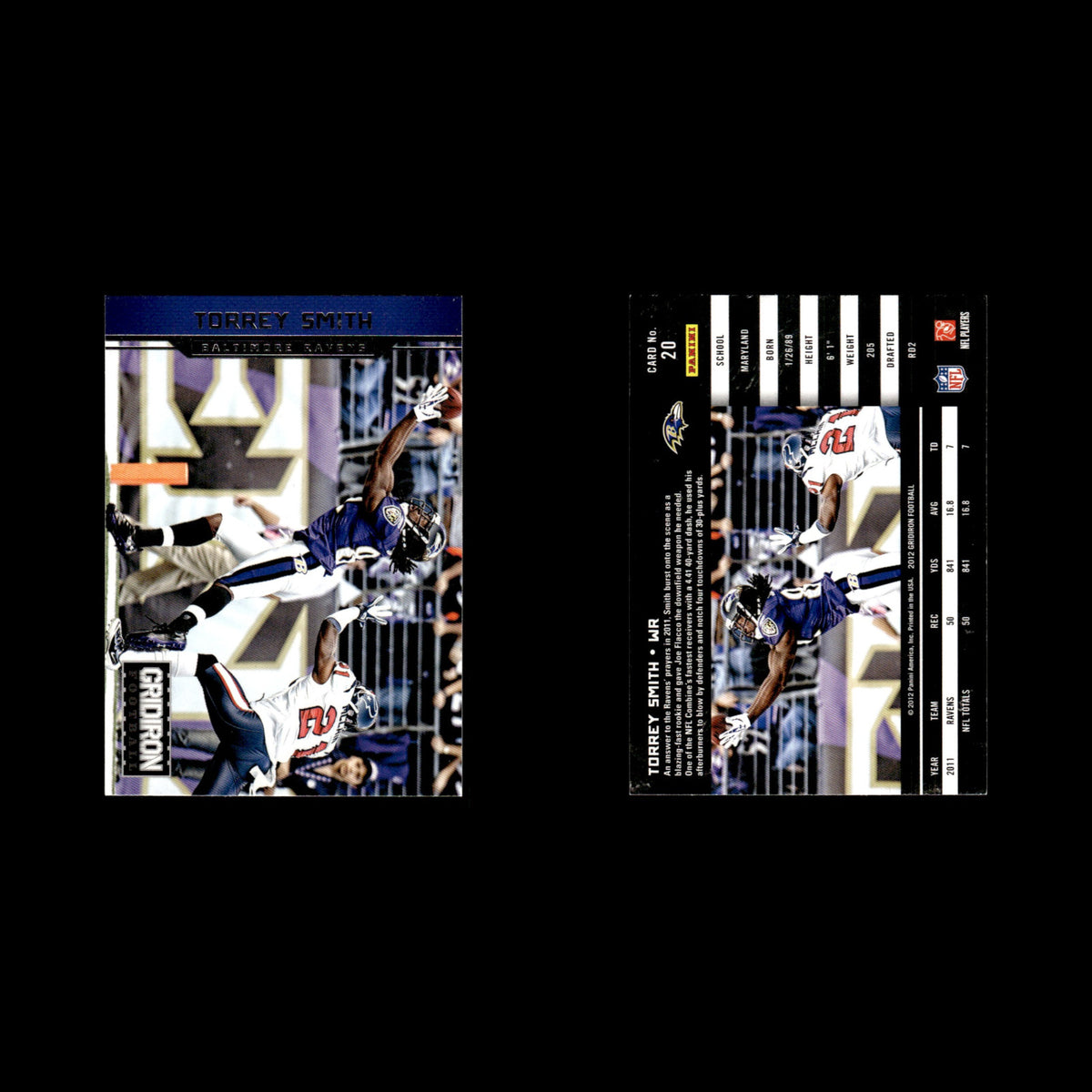 Torrey Smith #20 2012 Panini Gridiron Baltimore Ravens Football Card NFL NM