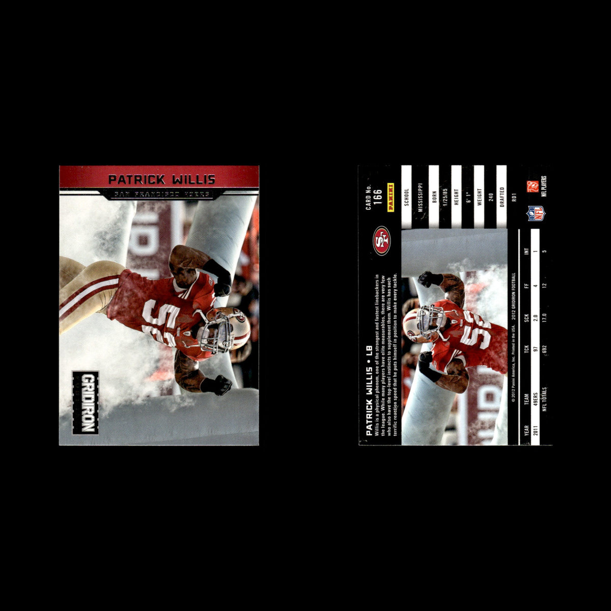 Patrick Willis #166 2012 Panini Gridiron San Francisco 49ers Football Card NFL